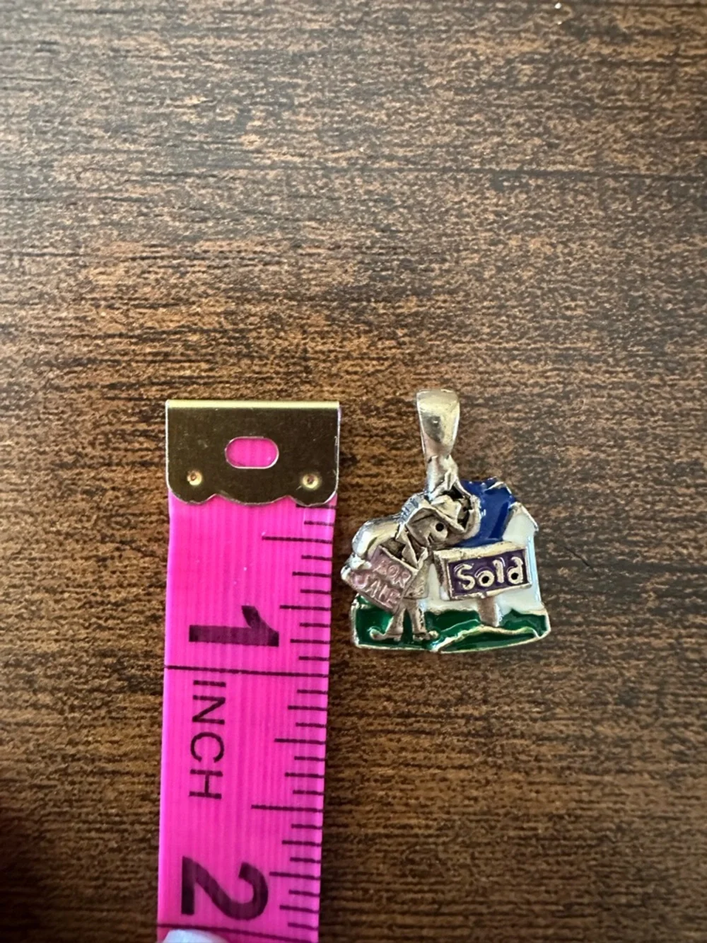 Enamel 'Sold' Real Estate Charm Necklace Pendant in Multicolor - Picture 3 of 3